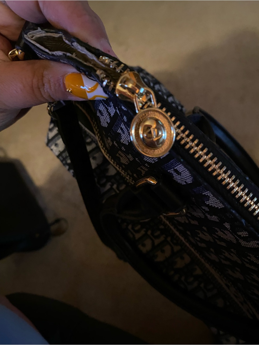 Dior Blue & Ivory the Oblique Barrel Satchel - Picture 3 of 7